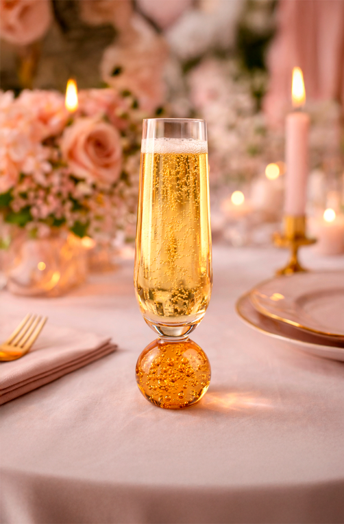 Taça de Champanhe Bubble Orbe Âmbar de Vidro 300ml