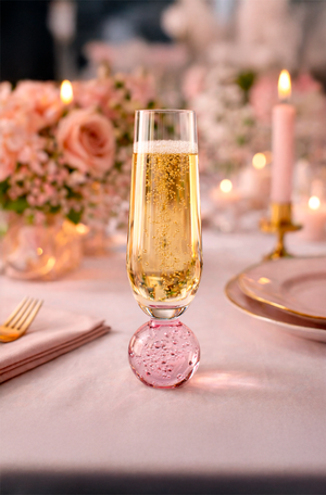 Taça de Champanhe Bubble Orbe Rose de Vidro 300ml