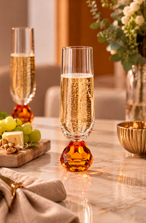 Taça de Champanhe Topazio Âmbar em Vidro 260ml