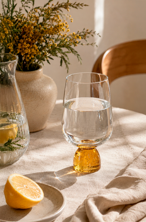 Taça de Água Meia Lua Bubble Âmbar em Vidro 440ml