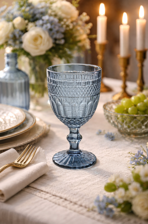 Conjunto de Taça de Água Brand Azul de Vidro 320ml 6 Peças