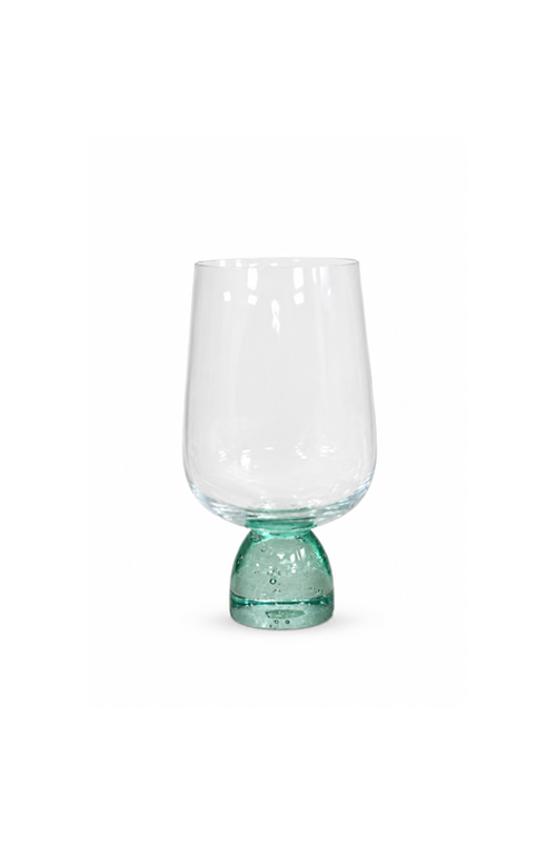 Taça de Água Meia Lua Bubble Verde em Vidro 440ml