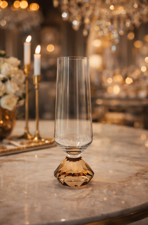 Taça de Champanhe em Vidro Diamond Âmbar 300ml