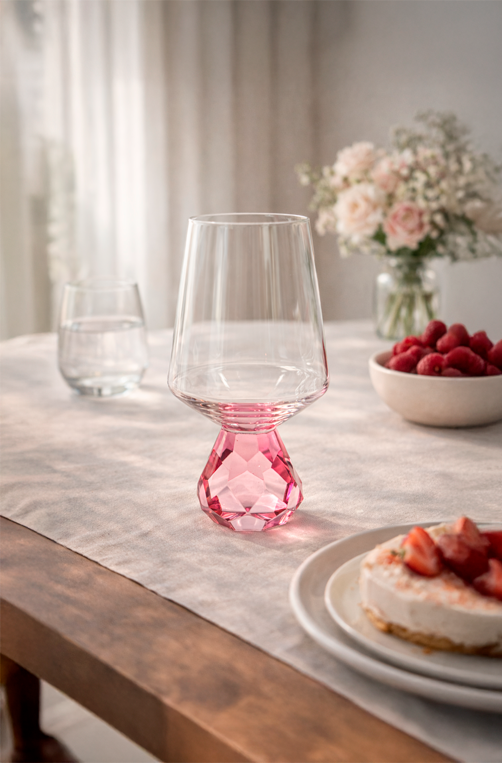 Taça de Água Diamond Rosa 500ml