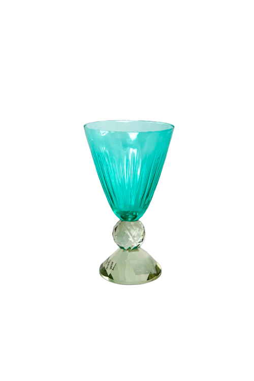 Taça de Vidro Epcot Diamond Azul e Verde 400ml