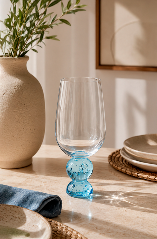 Conjunto Taças de Água Eclipse com Base Esfera Azul 500ml 6 Peças