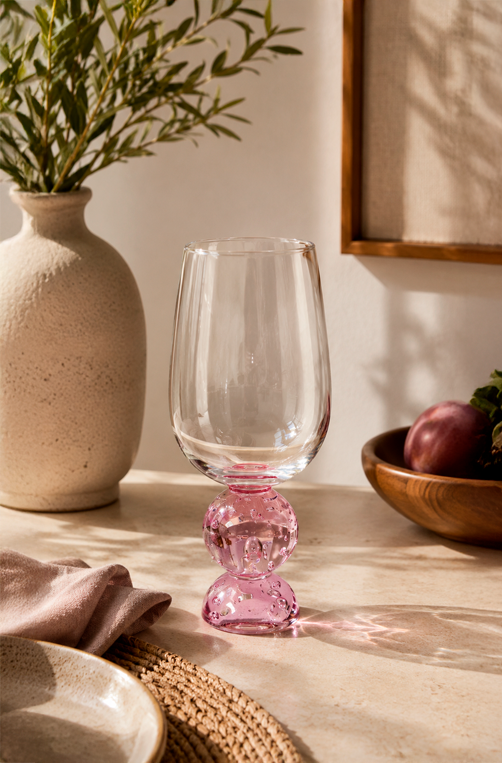 Conjunto Taças de Água Eclipse com Base Esfera Rosa 500ml 6 Peças