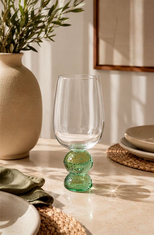 Conjunto Taça de Água Eclipse com Base Esfera Verde 500ml 6 Peças