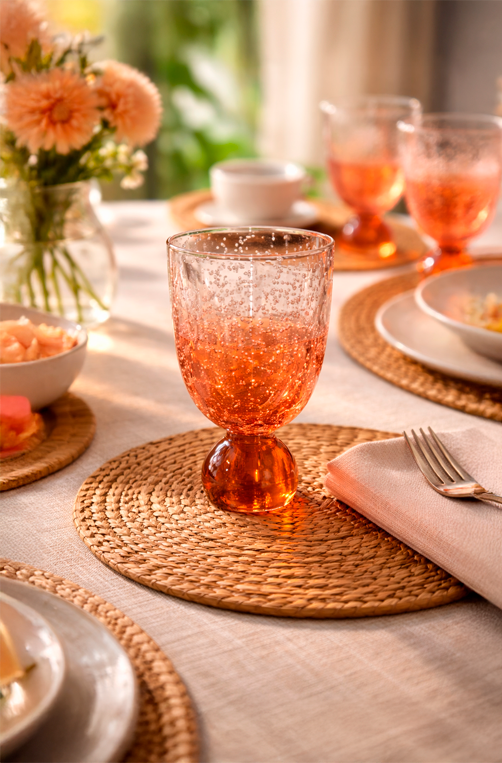 Taça de Água Bubble com Bolhas Laranja em Acrílico 360ml