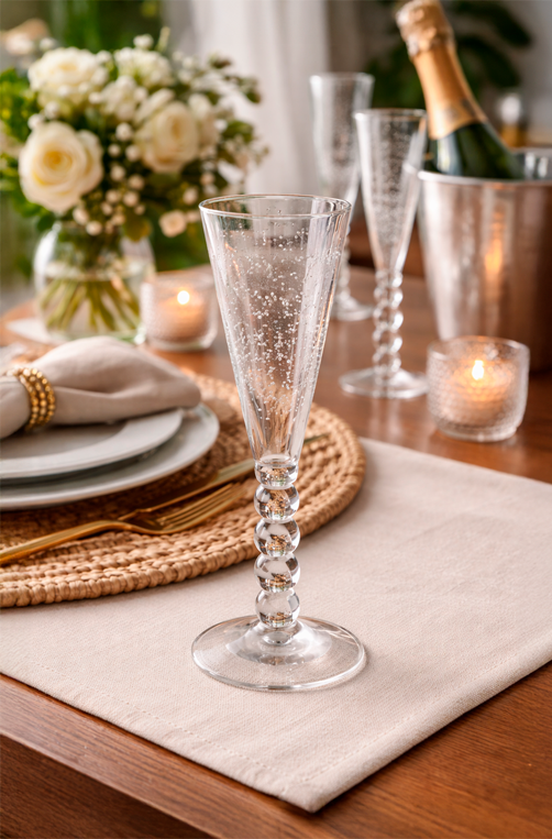 Taça de Champanhe com Bolhas Transparente em Acrílico 290ml