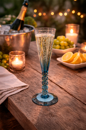 Taça de Champanhe com Bolhas Azul em Acrílico 290ml