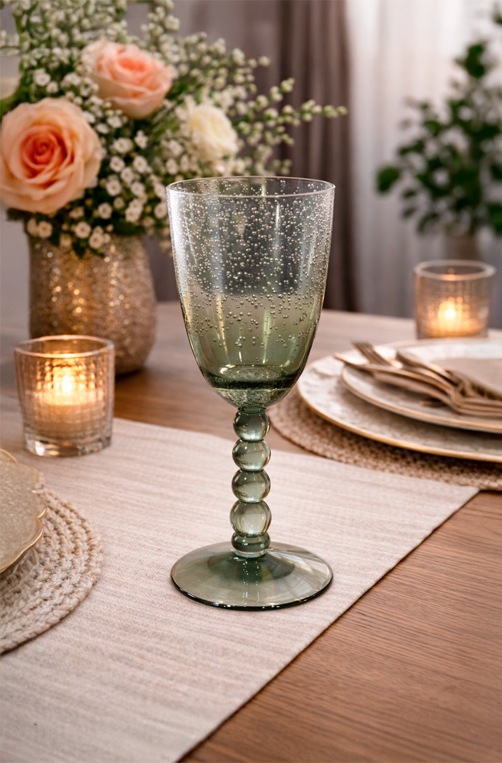 Taça com Bolhas Verde em Acrílico 350ml
