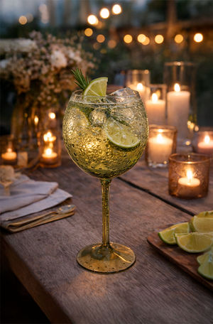 Taça para Drink com Bolhas Verde em Acrílico 440ml