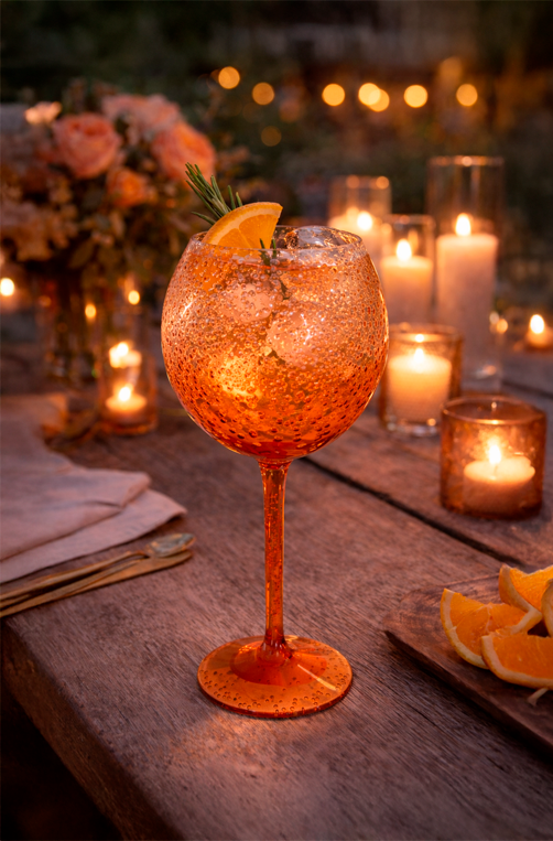 Taça para Drink com Bolhas Laranja em Acrilico 440ml
