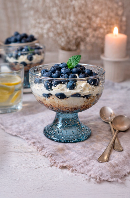 Taça de Sobremesa com Bolhas Azul em Acrílico 400ml