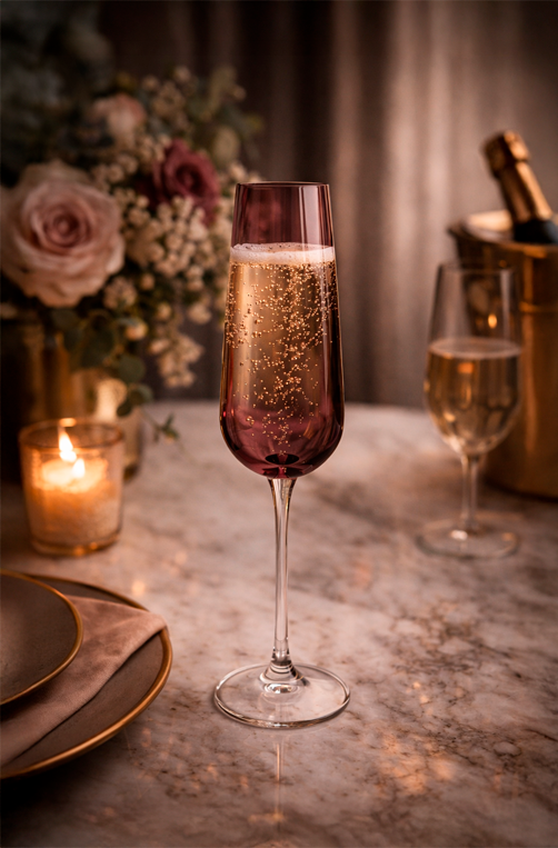 Conjunto de 6 Taças para Champanhe Ameixa Púrpura de Cristal 220ml