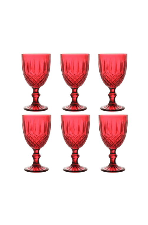 Conjunto 6 Taças de Água Greek Vermelha 320ml