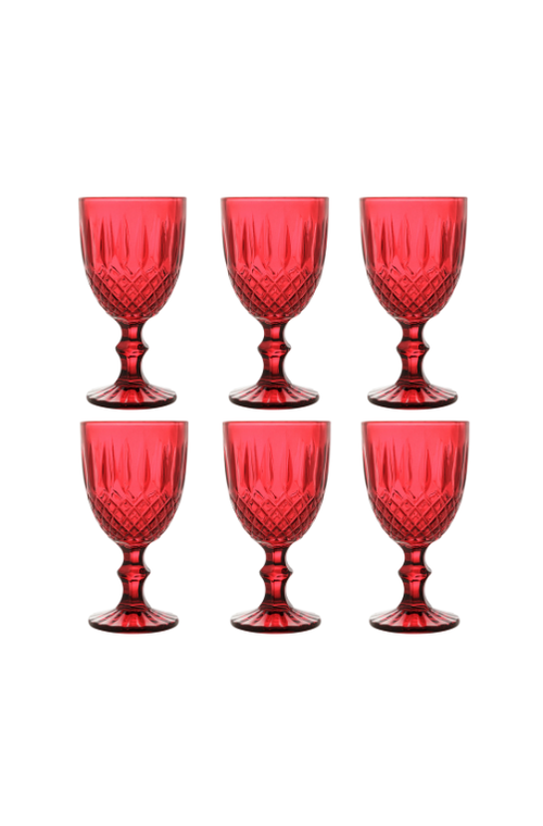 Conjunto 6 Taças de Água Greek Vermelha 320ml