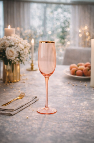 Taça para Champanhe Higgins Rose com Borda Dourada 250ml