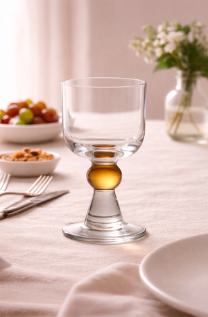 Taça Jade com Esfera Âmbar no Pé em Vidro 210ml