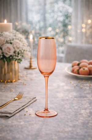 Taça para Champanhe Labraz Salmão com Borda Dourada 250ml