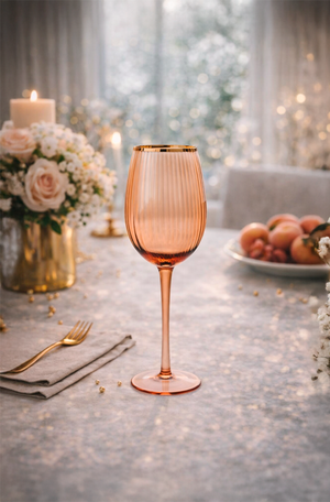 Taça para Vinho Labraz Salmão com Borda Dourada 450ml