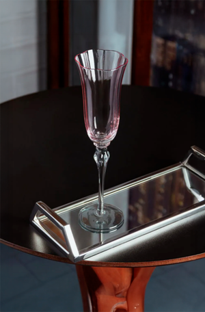 Conjunto 2 Taças de Champagne Lily Rosa e Cinza de Vidro 200ml