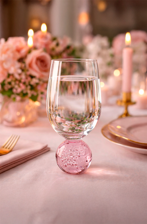 Taça de Àgua Bubble Orbe Rose de Vidro 450ml