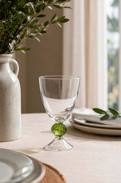 Taça Sage Transparente e Verde em Vidro 500ml