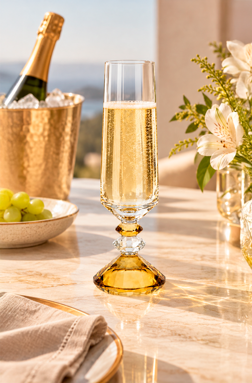 Conjunto de Taça de Champanhe Sandy Âmbar em Vidro 300ml 6 Peças