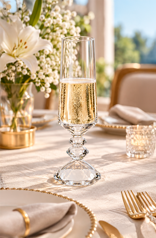 Conjunto de Taça de Champanhe Sandy Transparente em Vidro 300ml 6 Peças