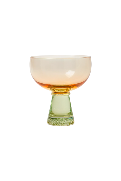 Taça de Sobremesa em Vidro Aurora Laranja e Verde 400ml