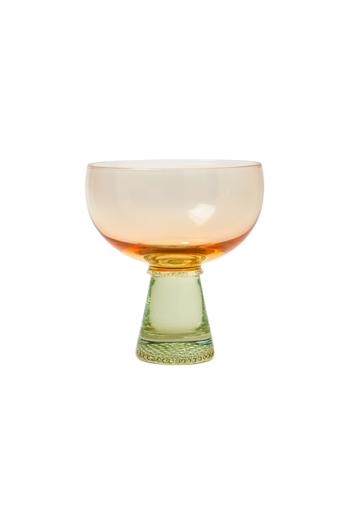 Taça de Sobremesa em Vidro Aurora Laranja e Verde 400ml