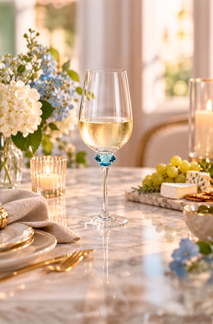 Conjunto de Taça de Vinho Branco Sandy Azul em Vidro 510ml 6 Peças