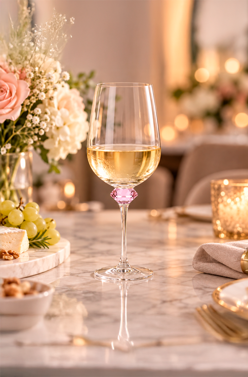 Conjunto de Taça de Vinho Branco Sandy Rosa em Vidro 510ml 6 Peças