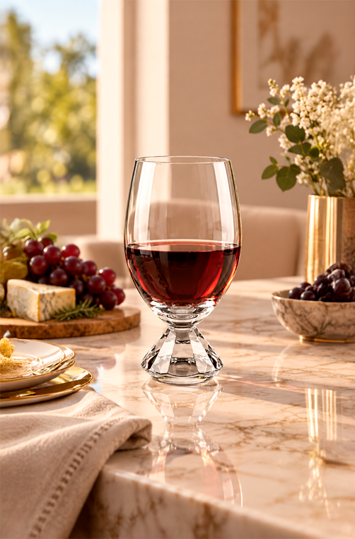 Conjunto de Taças de Vinho Handmade em Vidro 400ml 6 Peças