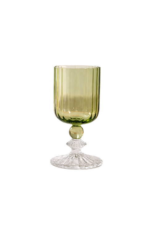 Taça de Água Canelada Verde em Vidro 350ml