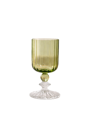 Taça de Água Canelada Verde em Vidro 350ml