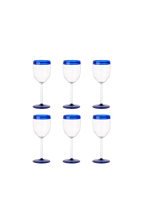 Conjunto de Taças com Detalhe Azul em Vidro Borossilicato 280ml 6 Peças