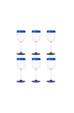 Conjunto de Taças com Detalhe Azul em Vidro Borossilicato 280ml 6 Peças