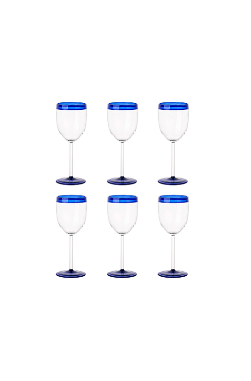Conjunto de Taças com Detalhe Azul em Vidro Borossilicato 280ml 6 Peças
