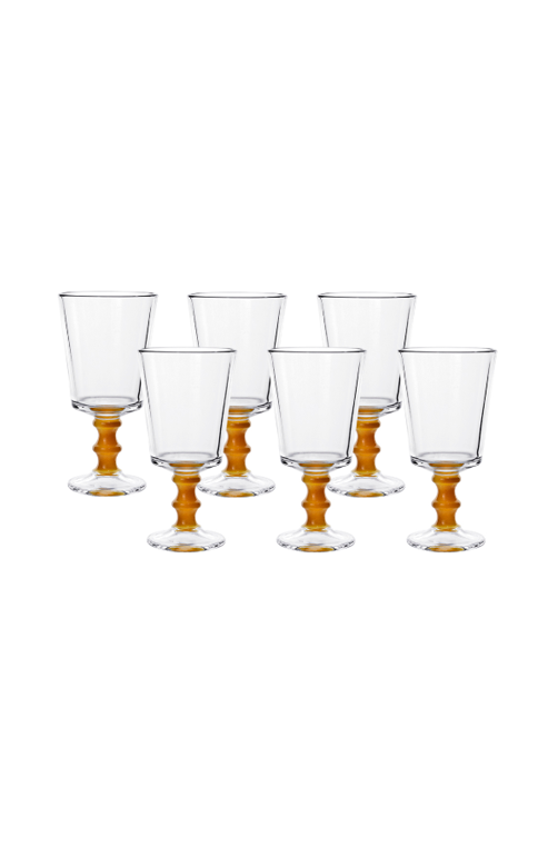 Conjunto Taças de Água Bamboo Âmbar em Vidro 320ml 6 Peças