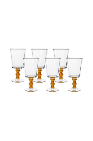Conjunto Taças de Água Bamboo Âmbar em Vidro 320ml 6 Peças