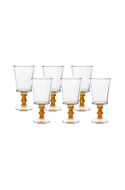 Conjunto Taças de Água Bamboo Âmbar em Vidro 320ml 6 Peças