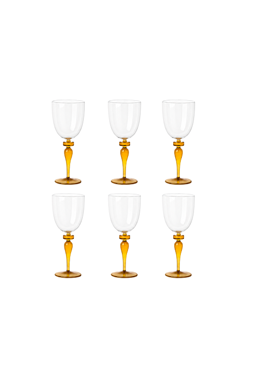Conjunto de Taças Sintonia com Base Âmbar em Vidro 230ml 6 Peças