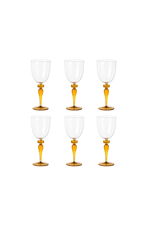 Conjunto de Taças com Base Âmbar em Vidro 230ml 6 Peças