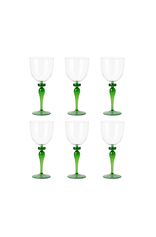 Conjunto de Taças Sintonia com Base Verde em Vidro 230ml 6 Peças