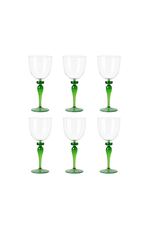 Conjunto de Taças com Base Verde em Vidro 230ml 6 Peças