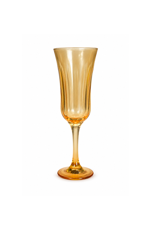 Taça de Champanhe Lírio Gold Âmbar em Vidro 180ml