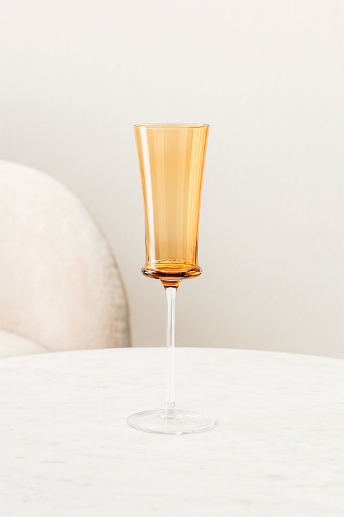Taça de Champanhe Canelada Âmbar 250ml